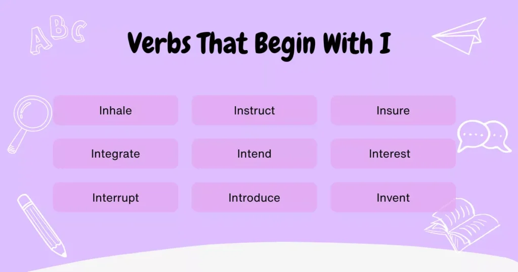 Verbs With I Verbs With I