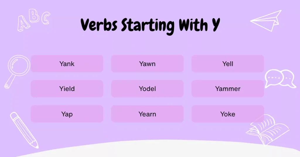Verbs That Start With Y Verbs That Start With Y